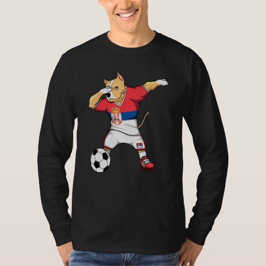 Dabbing Pitbull Serbia Soccer Fans Jersey Serbisch T-Shirt (Vorderseite)