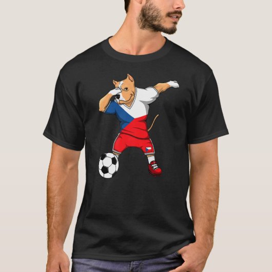 Dabbing Pitbull Tschechische Republik Fußball Fans T-Shirt (Vorderseite)