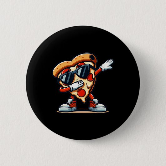 Dabbing Pizza Pizza Tancing Pizza Liebe Geburtstag Button (Vorderseite)