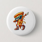 Dabbing Pizza Slice Fun Grafisches T-Shirt für Foo Button (Vorderseite)