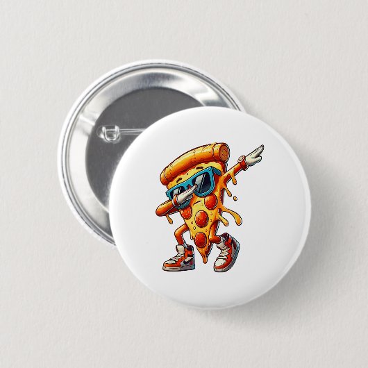 Dabbing Pizza Slice Fun Grafisches T-Shirt für Foo Button (Vorne & Hinten)