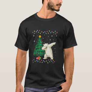 Dabbing Polar Bären Xmas Tree Lights Ugules Weihna T-Shirt