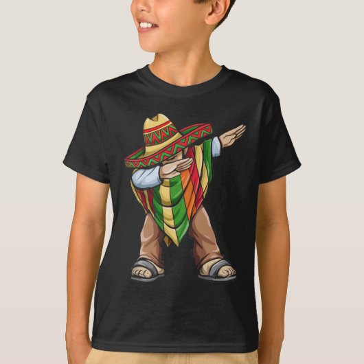 Dabbing Poncho Cinco De Mayo Mexican Sombrero Fest T-Shirt (Vorderseite)