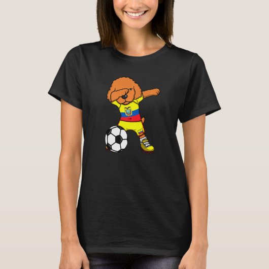 Dabbing Poodle Dog Ecuador Soccer Fans Jersey Foot T-Shirt (Vorderseite)