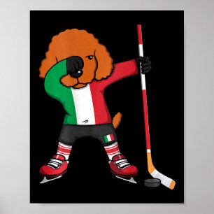 Dabbing Poodle Dog Italien Eishockey Fans Jersey W Poster