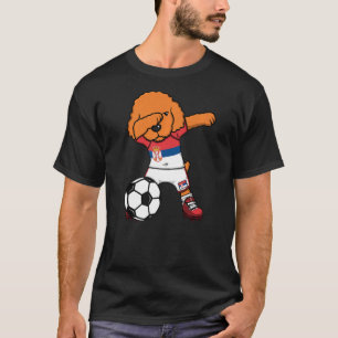 Dabbing Poodle Dog Serbia Soccer Fans Jersey Footb T-Shirt