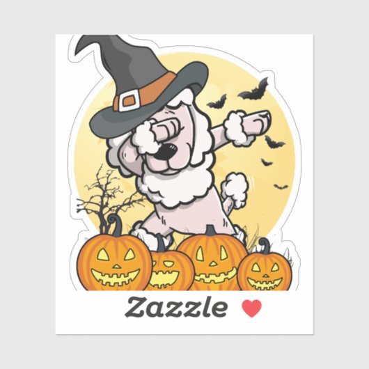 Dabbing Poodle Halloween Aufkleber (Blatt)
