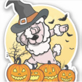 Dabbing Poodle Halloween Aufkleber (Vorderseite)