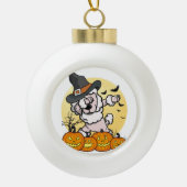 Dabbing Poodle Halloween Keramik Kugel-Ornament (Vorderseite)