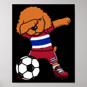 Dabbing Poodle Hund Thailand Fußball Fan Jersey Fu Poster