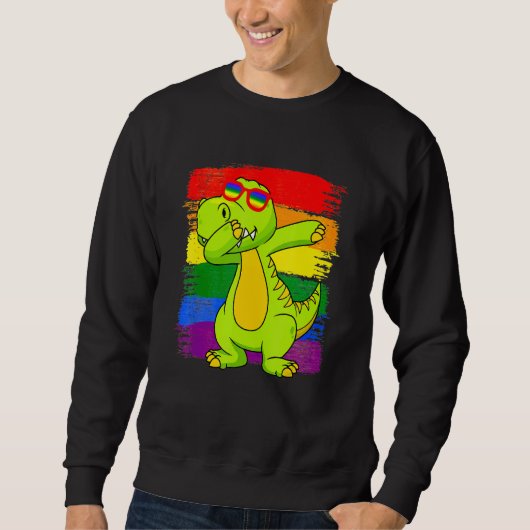 Dabbing Pridesaurus Rex Dinosaur LGBT Flag Gay Pri Sweatshirt (Vorderseite)
