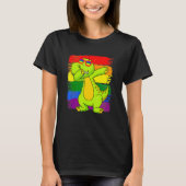 Dabbing Pridesaurus Rex Dinosaur LGBT Flag Gay Pri T-Shirt (Vorderseite)