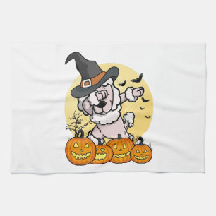 Dabbing-Pudel-Halloween Geschirrtuch
