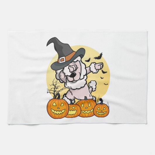 Dabbing-Pudel-Halloween Geschirrtuch (Horizontal)