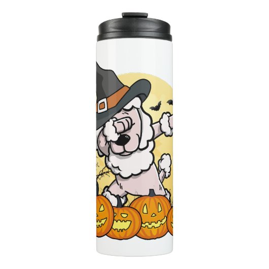 Dabbing-Pudel-Halloween Thermosbecher (Vorderseite)