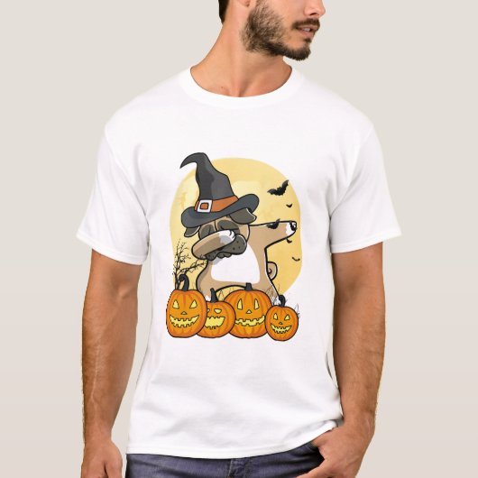Dabbing Pug Halloween T-Shirt (Vorderseite)