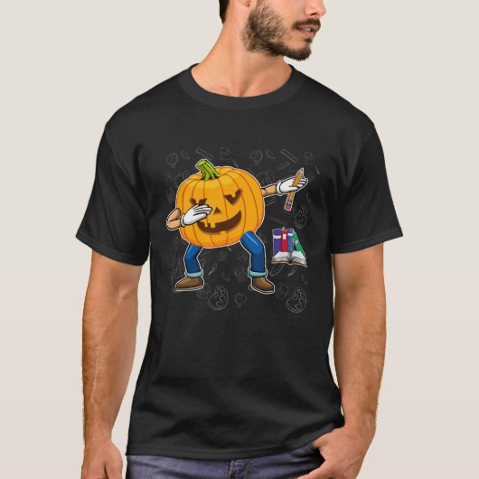 Dabbing Pumpkin Back To School & Halloween Kids T-Shirt (Vorderseite)