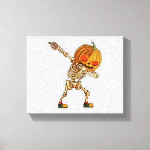 Dabbing Pumpkin - Beängstigendes Skelettkostüm - H Leinwanddruck