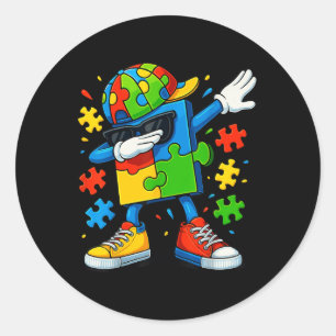 Dabbing Puzzle Autismus Bewusstsein Runder Aufkleber