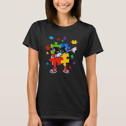Dabbing Puzzle Piece Autism Awareness Kids Boys T-Shirt (Vorderseite)