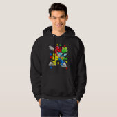 Dabbing Puzzle Piece Sonnenbrille Autismus Bewusst Hoodie (Vorne ganz)