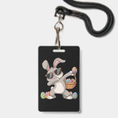 Dabbing Rabbit Bunny Oaster Eggs Korb Ausweis (Vorderseite mit Lanyard)