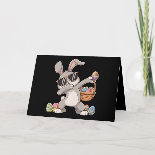 Dabbing Rabbit Bunny Oaster Eggs Korb Dankeskarte (Vorderseite)