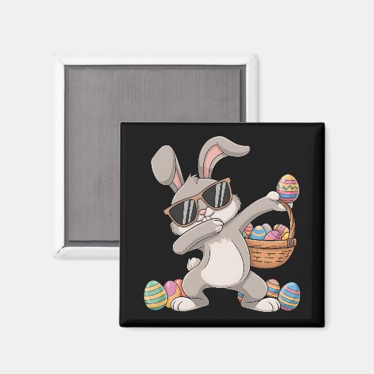 Dabbing Rabbit Bunny Oaster Eggs Korb Magnet (Vorderseite/Rückseite)