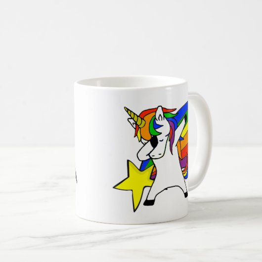 Dabbing Rainbow Star Unicorn Kaffeetasse (VorderseiteRechts)
