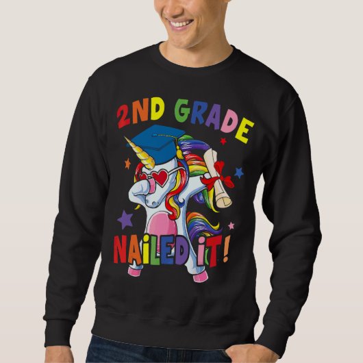 Dabbing Rainbow Unicorn 2nd Grade Nails Sweatshirt (Vorderseite)