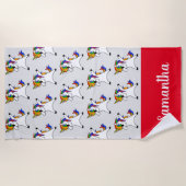 Dabbing Rainbow Unicorn Personalisierter Name Strandtuch (Vorderseite)