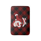 Dabbing Red Kariert Santa Claus | Fun Rustic Buffa Badematte (Vorderseite Vertikal)