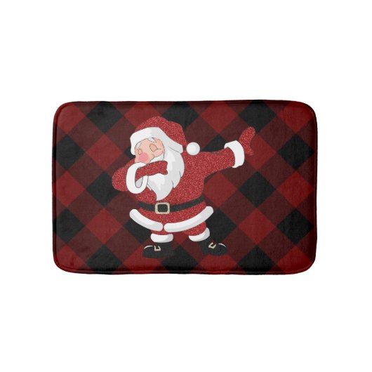 Dabbing Red Kariert Santa Claus | Fun Rustic Buffa Badematte (Vorderseite)
