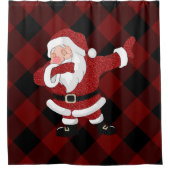 Dabbing Red Kariert Santa Claus | Fun Rustic Buffa Duschvorhang (Vorderseite)