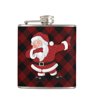 Dabbing Red Kariert Santa Claus   Fun Rustic Buffa Flachmann