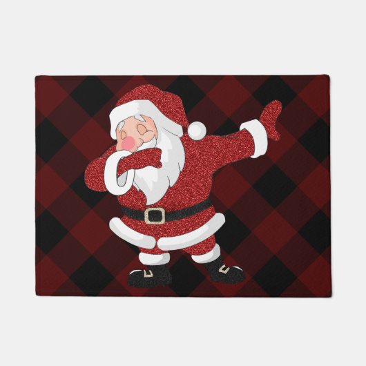 Dabbing Red Kariert Santa Claus | Fun Rustic Buffa Fußmatte (Vorderseite)
