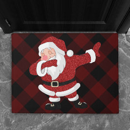 Dabbing Red Kariert Santa Claus | Fun Rustic Buffa Fußmatte