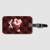 Dabbing Red Kariert Santa Claus | Fun Rustic Buffa Gepäckanhänger (Vorderseite (Horizontal))