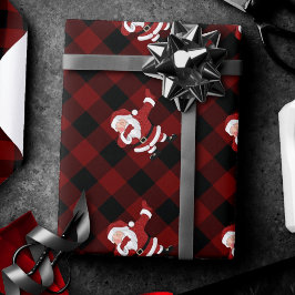 Dabbing Red Kariert Santa Claus | Fun Rustic Buffa Geschenkpapier