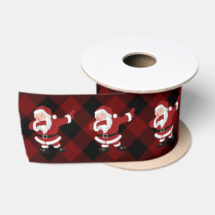 Dabbing Red Kariert Santa Claus Fun Rustic Buffa Satinband