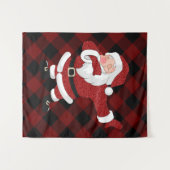 Dabbing Red Kariert Santa Claus | Fun Rustic Buffa Wandteppich (Vorderseite (Horizontal))