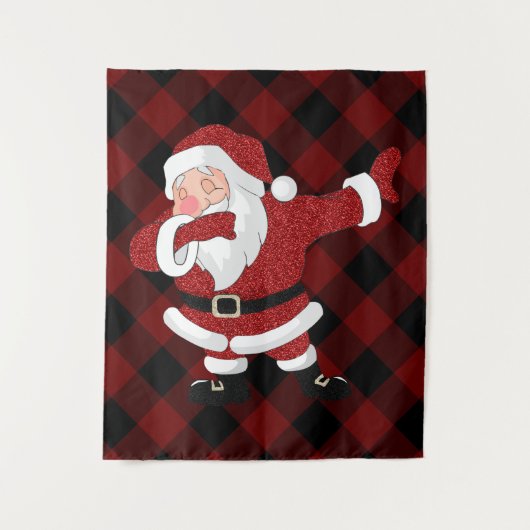 Dabbing Red Kariert Santa Claus | Fun Rustic Buffa Wandteppich (Vorderseite)