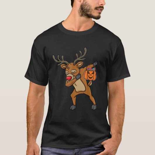 Dabbing Reindeer Halloween T-Shirt (Vorderseite)