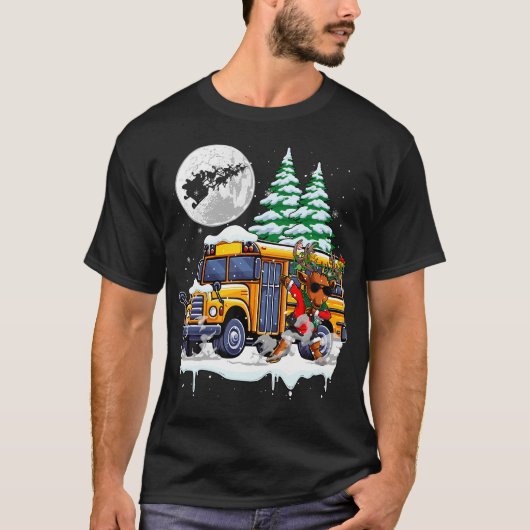 Dabbing Reindeer On School Bus Christmas Driver Lo T-Shirt (Vorderseite)