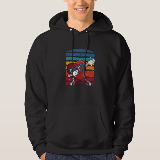 Dabbing Retro Heart Love Relationship Valentines D Hoodie (Vorderseite)