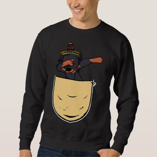 Dabbing Rottweile Cinco De Mayo Pocket Sweatshirt (Vorderseite)