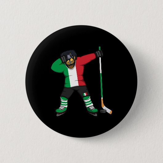 Dabbing Rottweiler Italy Ice Hockey Fans Jersey Wi Button (Vorderseite)