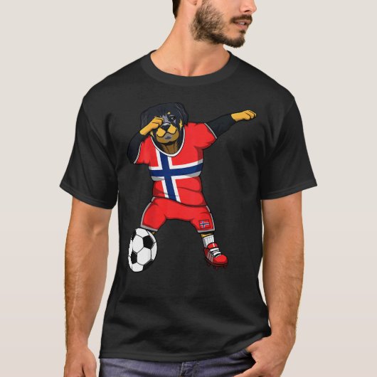 Dabbing Rottweiler Norwegen Fußballfans T-Shirt (Vorderseite)