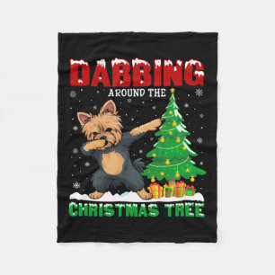 Dabbing rund um den Weihnachtsbaum Yorkie Dog Xmas Fleecedecke
