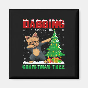 Dabbing rund um den Weihnachtsbaum Yorkie Dog Xmas Magnet